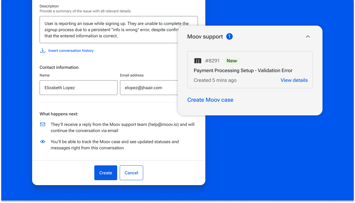 Image depicting the improved merchant support functionality in Banno Conversations.
